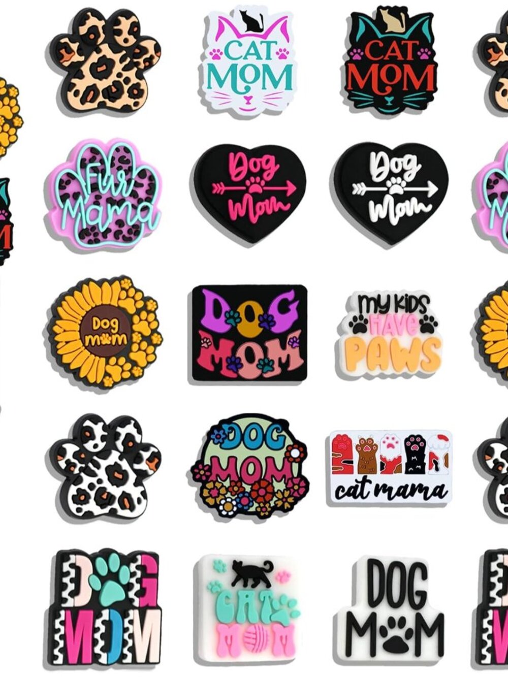 20pcs Dog Mom Silicone Focal Beads for Pens, Mama Focals Dog Paw Cat Mom Focal B